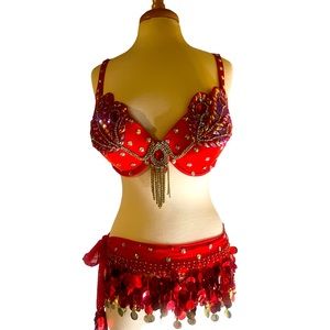 Belly dancing costume bra and belt xl NWOT